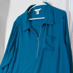 Teal Zip-Up Blouse